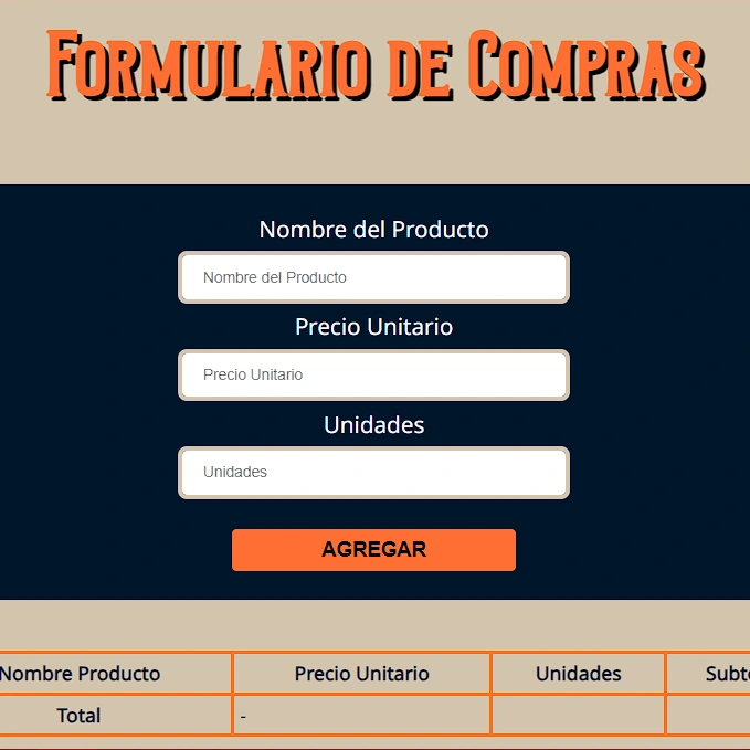 Formulario de Compras