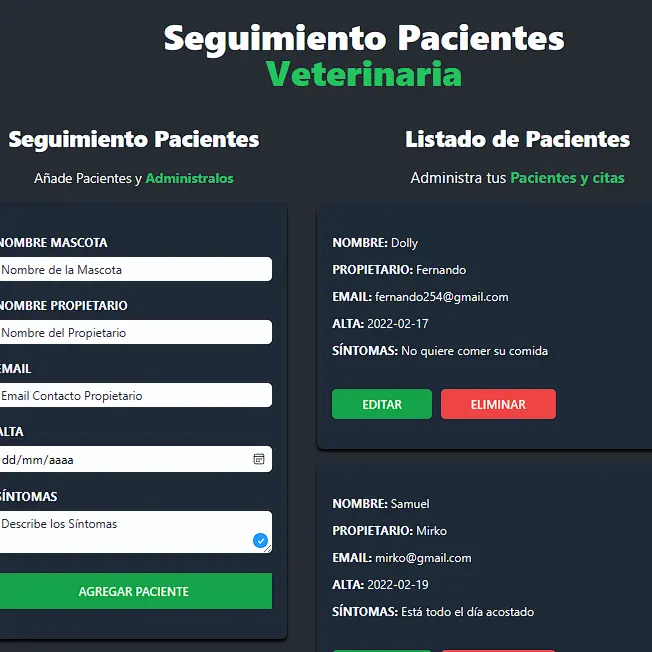 ADM de Veterinaria React